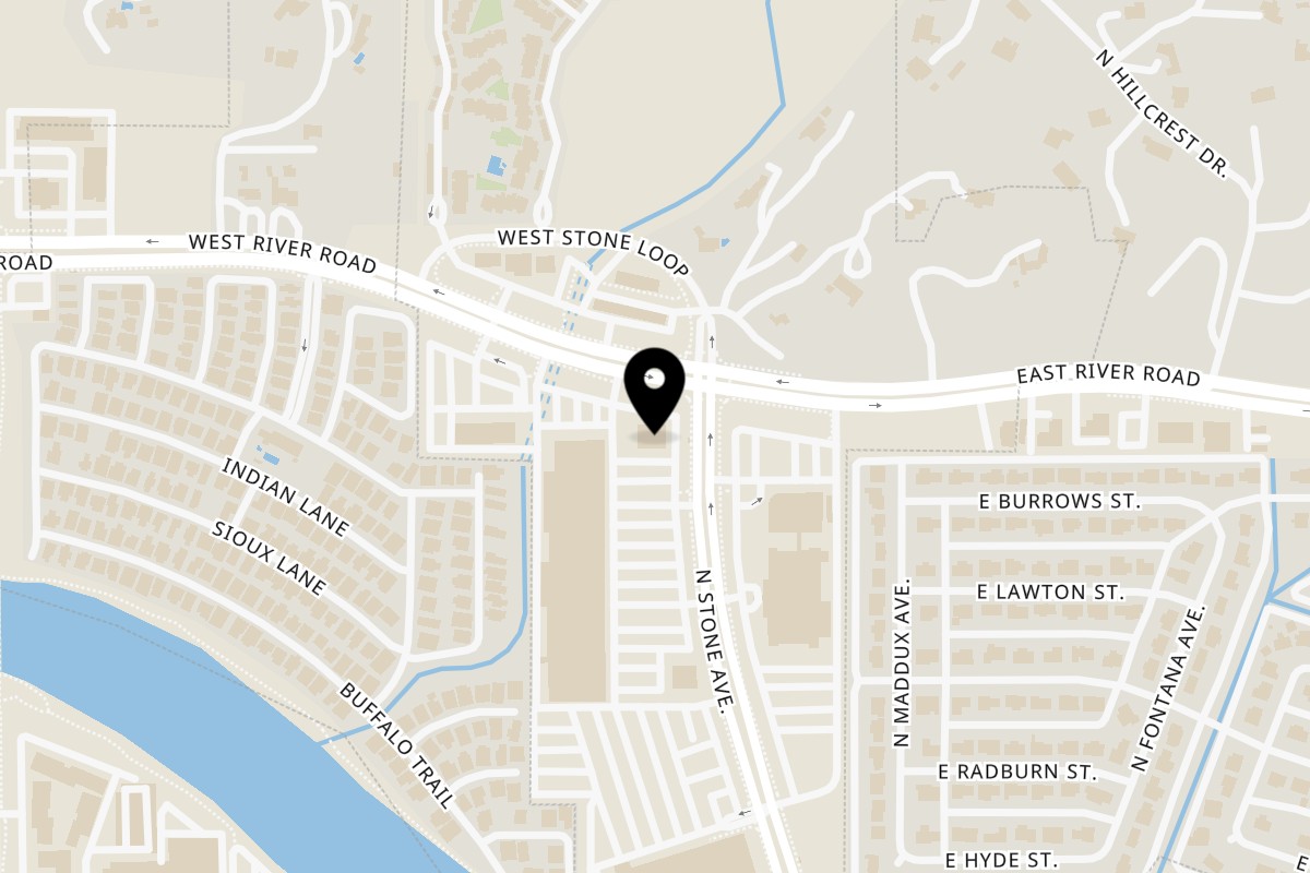 Map showing the location of Scordato's Pizzeria on 4911 N Stone Ave in Tucson